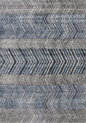 Cala Blue Chevron Textured Pile Rug - Floorsome - Modern
