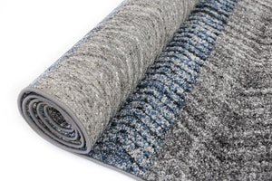 Cala Blue Chevron Textured Pile Rug - Floorsome - Modern