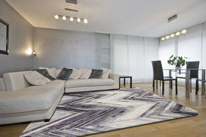 Cala Purple Chevron Textured Pile Rug - Floorsome - Modern
