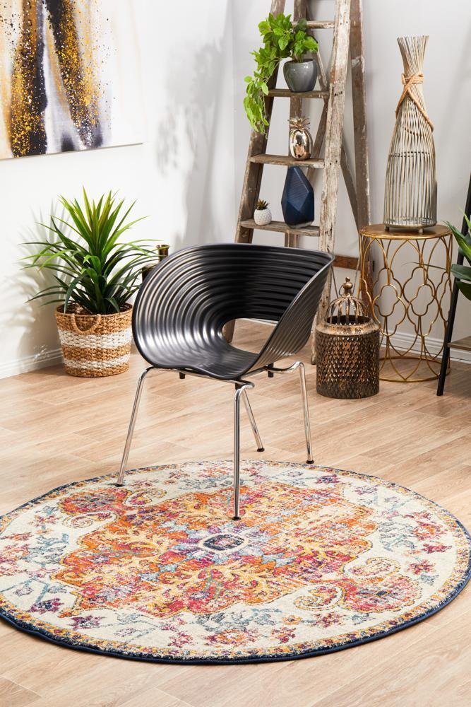 Carnival White Transitional Round Rug - Floorsome - Modern - EVO - 254 - WHI - 150X150 - Modern