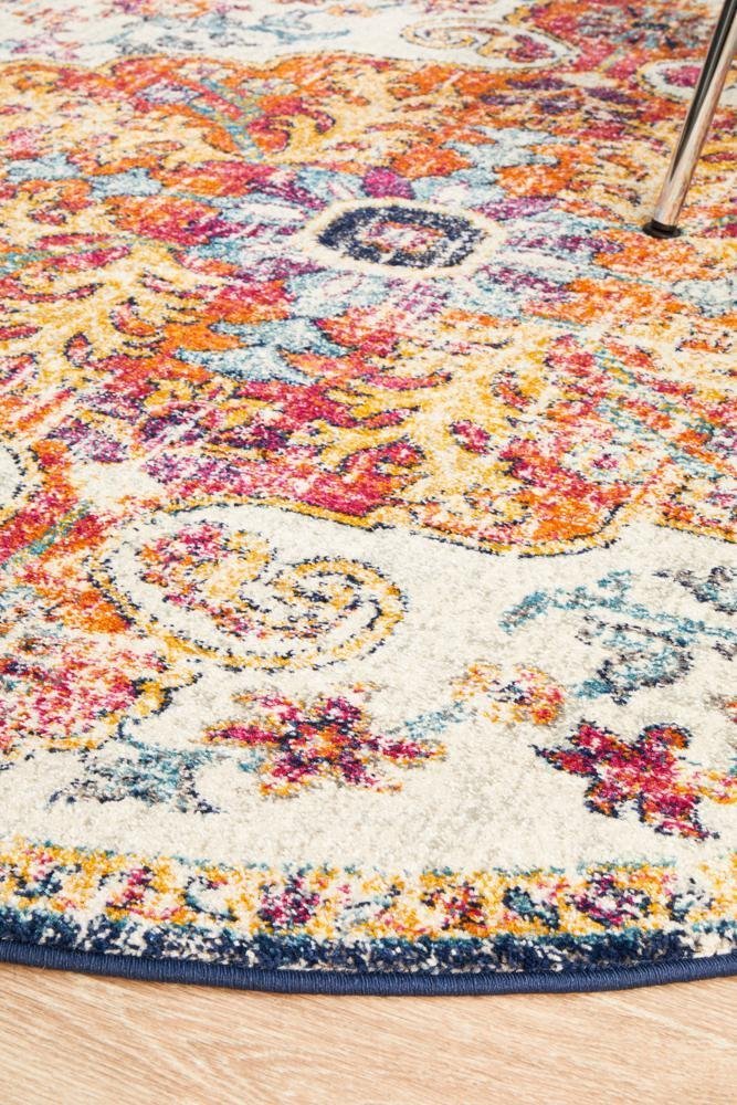 Carnival White Transitional Round Rug - Floorsome - Modern - EVO - 254 - WHI - 150X150 - Modern