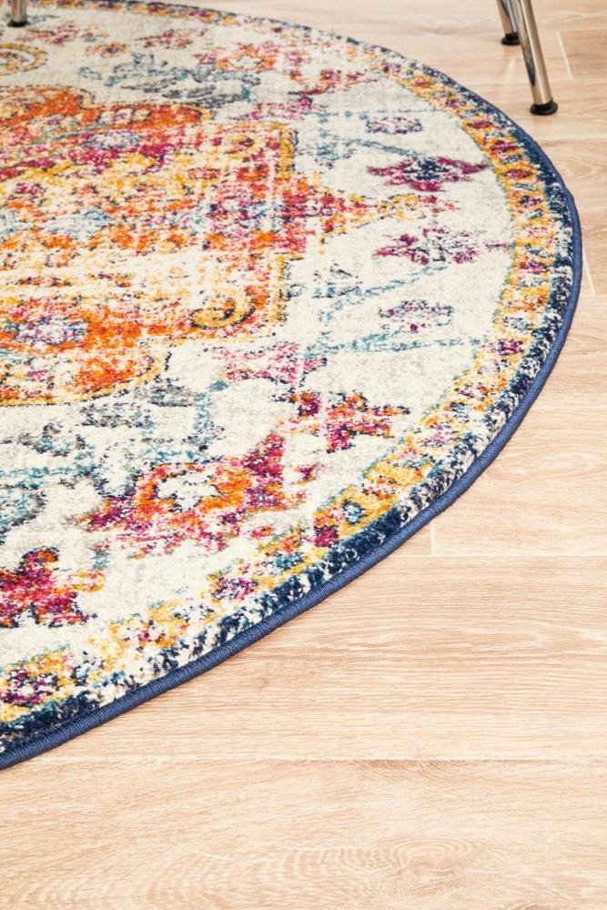 Carnival White Transitional Round Rug - Floorsome - Modern - EVO - 254 - WHI - 150X150 - Modern