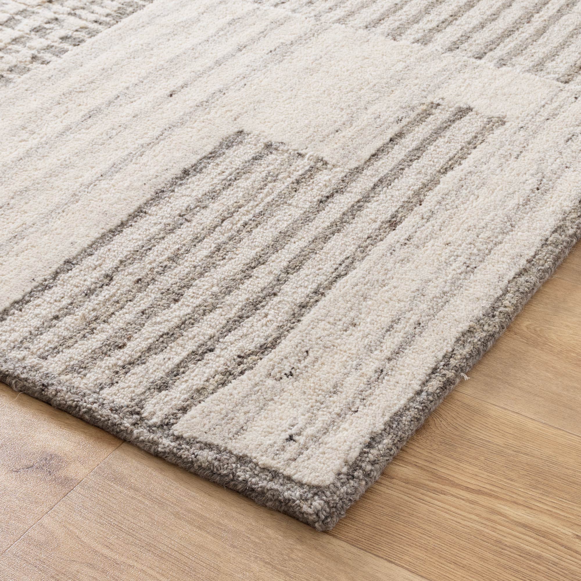 Cassian Prism Grey Cream Wool Rug - CASS02 - Floorsome - CASS16002 - 