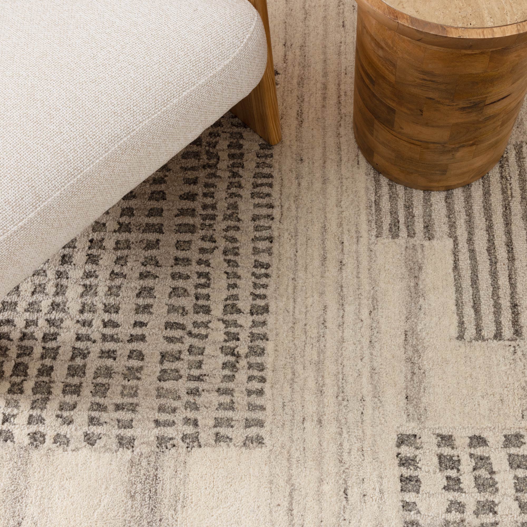 Cassian Prism Grey Cream Wool Rug - CASS02 - Floorsome - CASS16002 - 