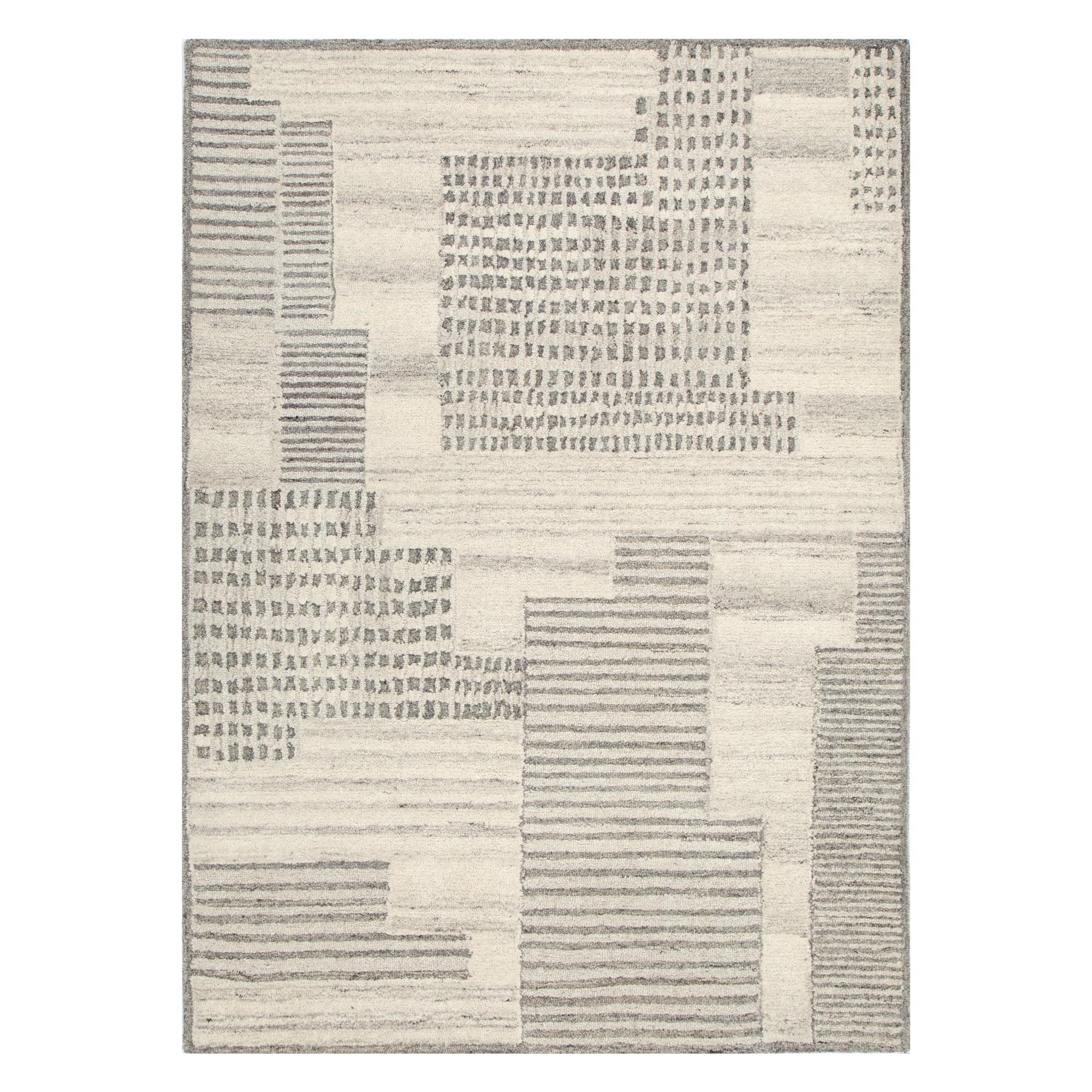 Cassian Prism Grey Cream Wool Rug - CASS02 - Floorsome - CASS16002 - 