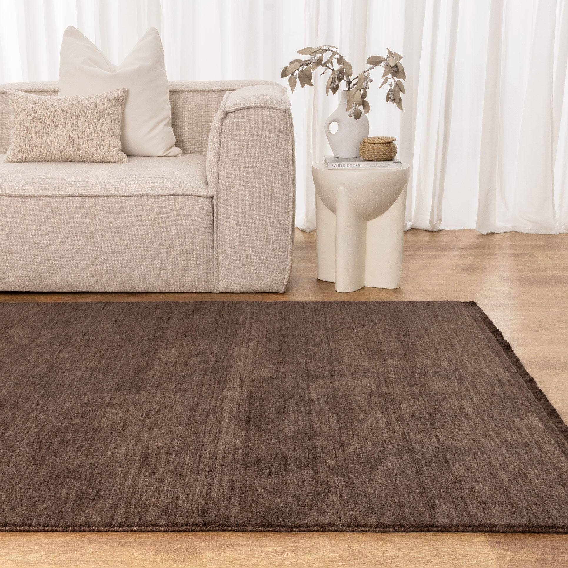 Charleston Hand - Knotted Wool Rug Brown - Floorsome - Area Rug - CHAR160BROW - Area Rug