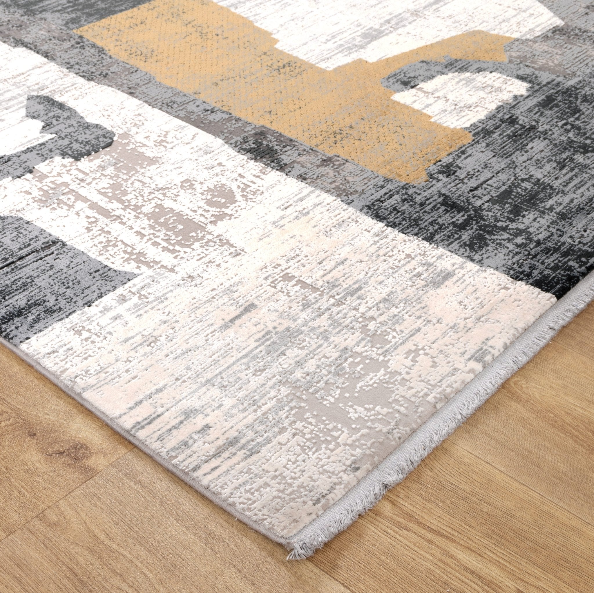Chateau Shapes Grey Gold Rug - Floorsome - Area Rug - CHAT160CH06 - Area Rug