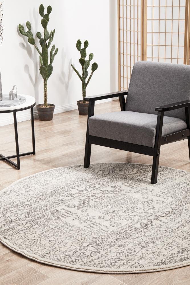 Chrome Addison Silver Round Rug - Floorsome - CHROME COLLECTION - CRO - ADD - SIL - 150X150 - CHROME COLLECTION