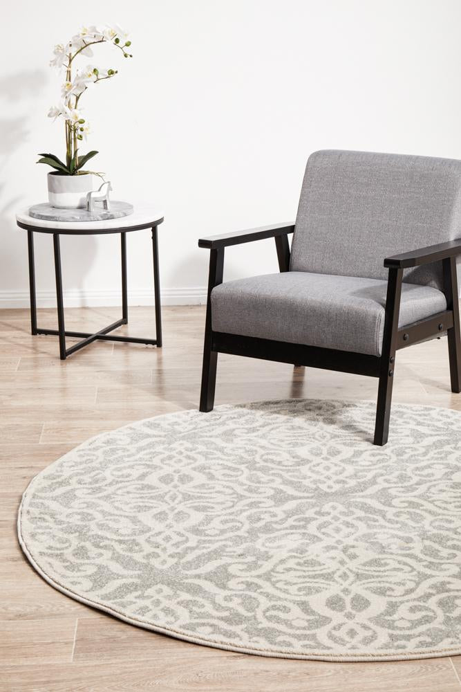 Chrome Lydia Silver Round Rug - Floorsome - CHROME COLLECTION - CRO - LYD - SIL - 150X150 - CHROME COLLECTION