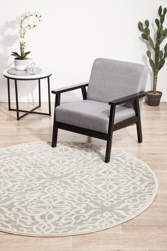 Chrome Lydia Silver Round Rug - Floorsome - CHROME COLLECTION - CRO - LYD - SIL - 150X150 - CHROME COLLECTION