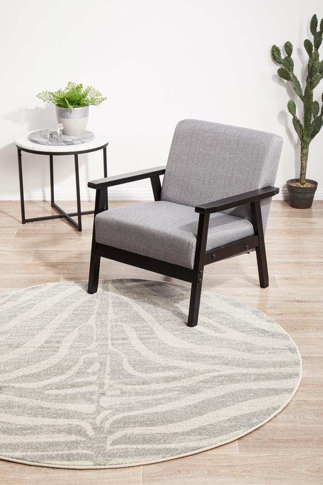 Chrome Savannah Silver Round Rug - Floorsome - CHROME COLLECTION - CRO - SAV - SIL - 150X150 - CHROME COLLECTION