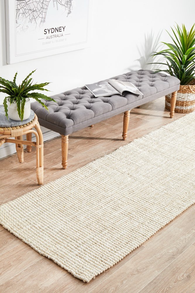 Chunky Natural Fiber Barker Bleach Runner Rug - Floorsome - Flatweave - ATR - BKR - BCH - 300X80 - Flatweave