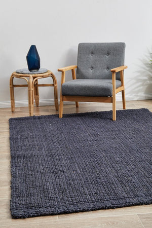 Chunky Natural Fiber Barker Navy Rug - Floorsome - Flatweave