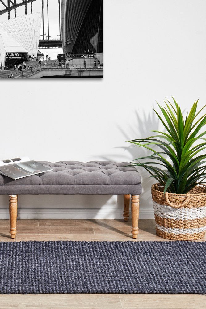 Chunky Natural Fiber Barker Navy Runner Rug - Floorsome - Flatweave - ATR - BKR - NAV - 300X80 - Flatweave