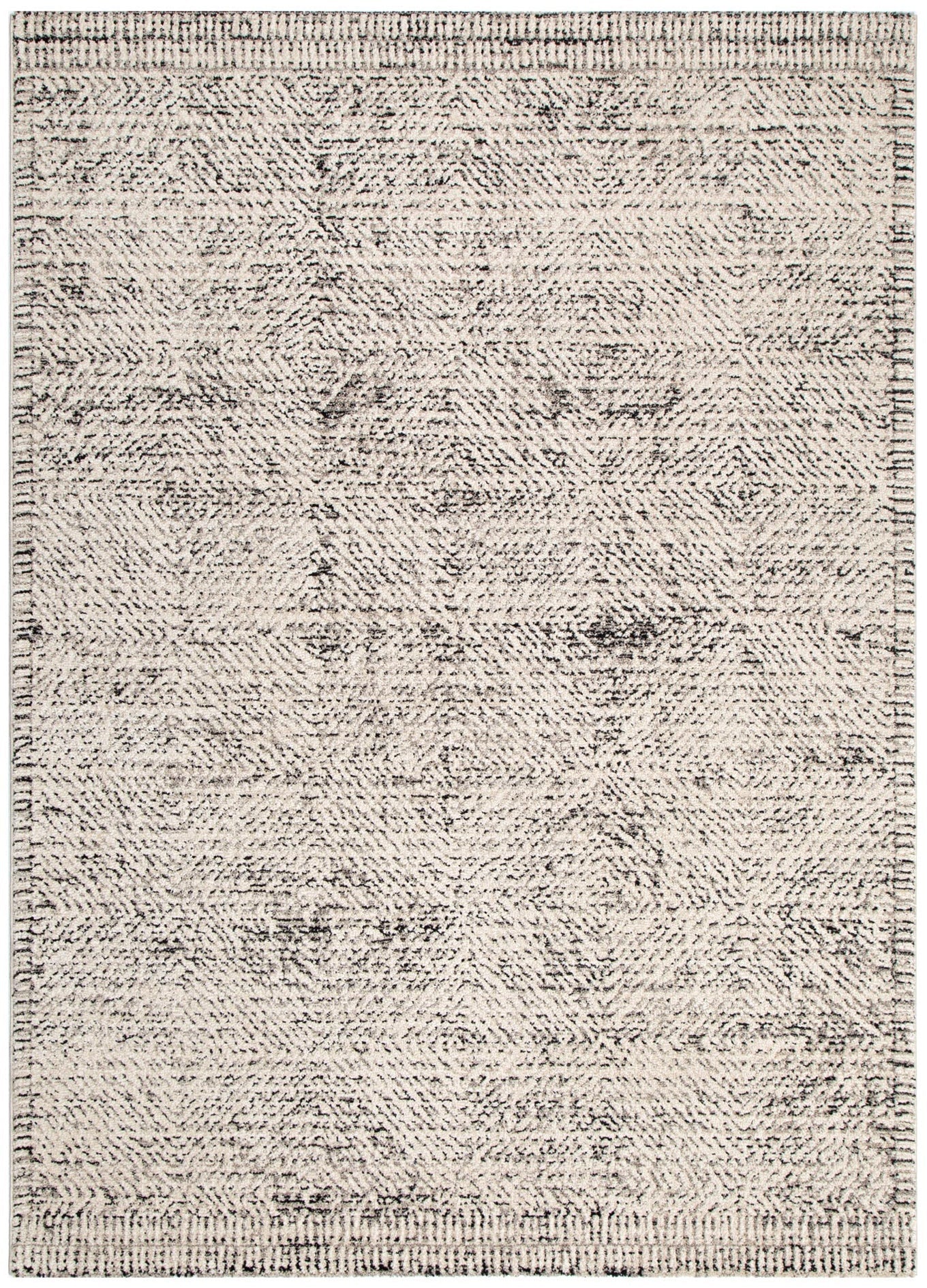 Clara Distressed Diamonds Cream Charcoal Rug - Floorsome - Area Rug - CLAR160C100 - Area Rug