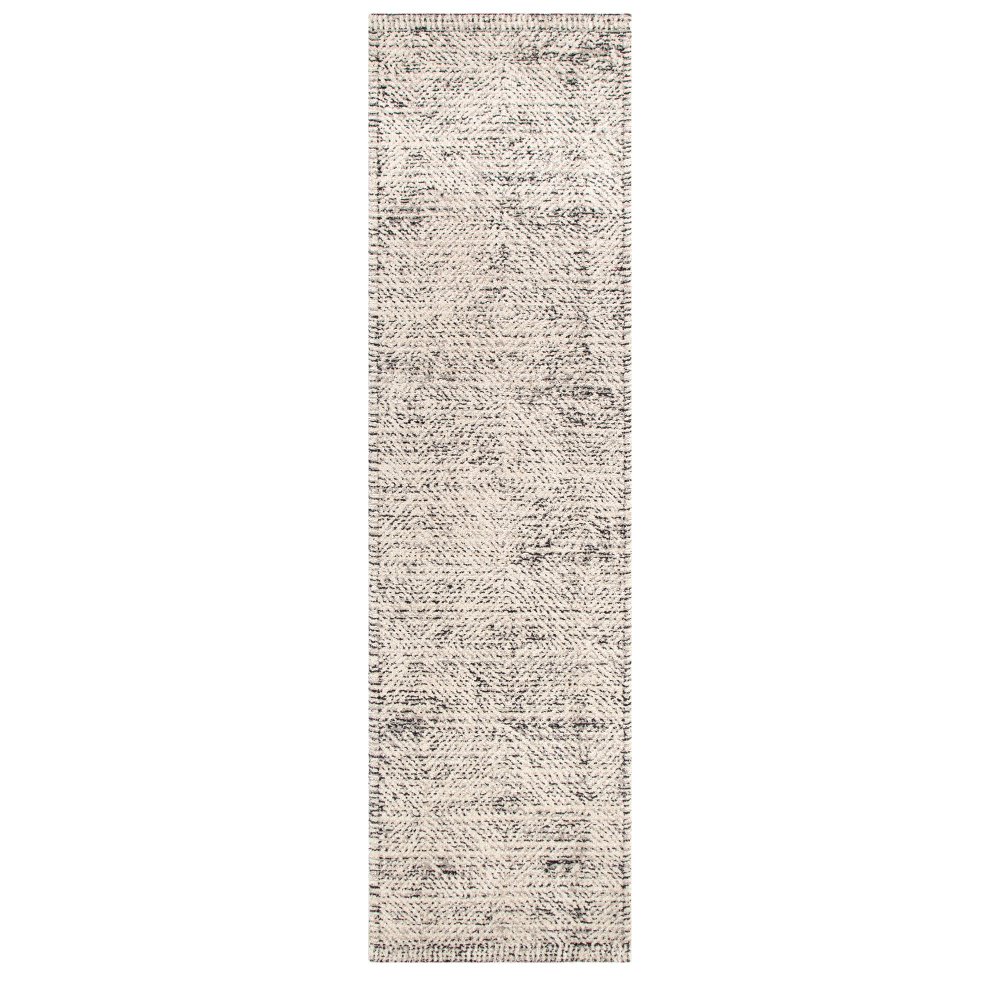 Clara Distressed Diamonds Cream Charcoal Rug - Floorsome - Area Rug - CLAR803C100 - Area Rug