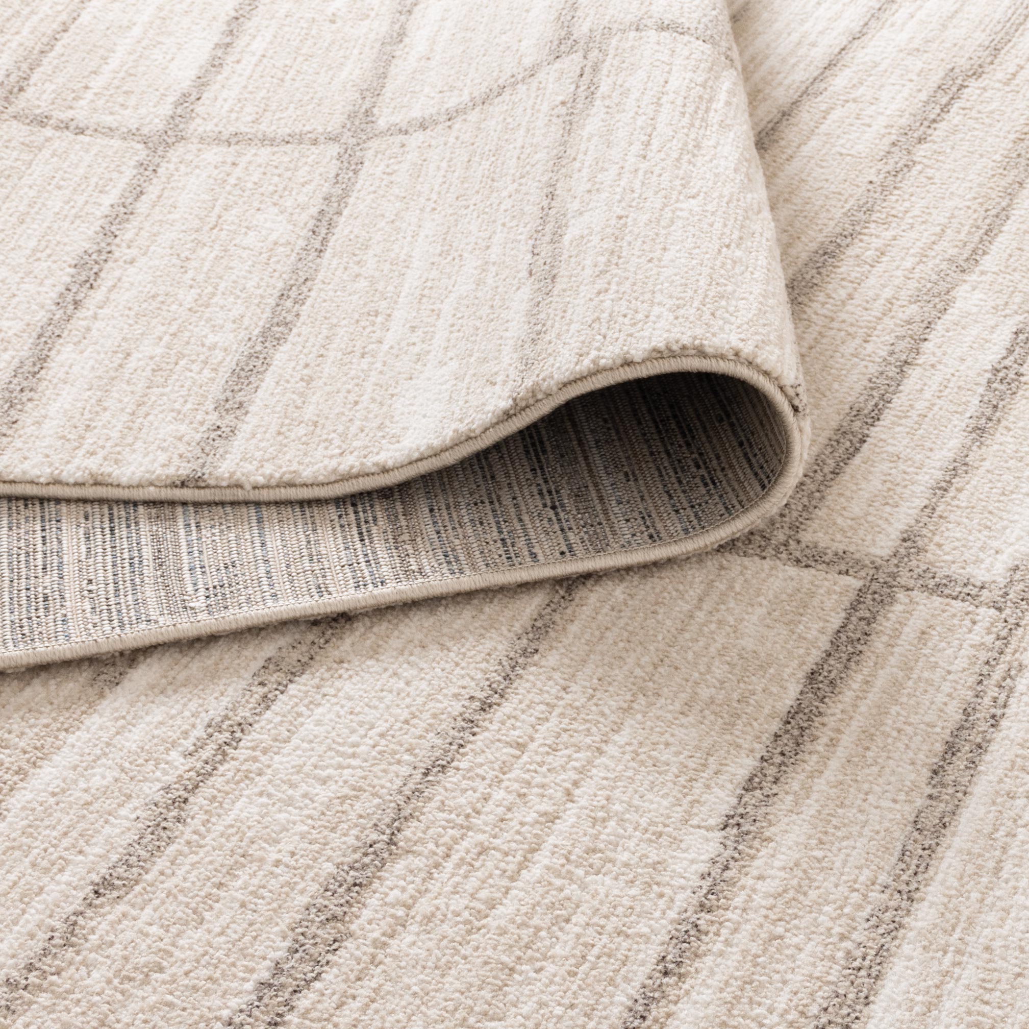 Clara Distressed Thick Lines Beige Grey Rug - Floorsome - Area Rug - CLAR160C107 - Area Rug