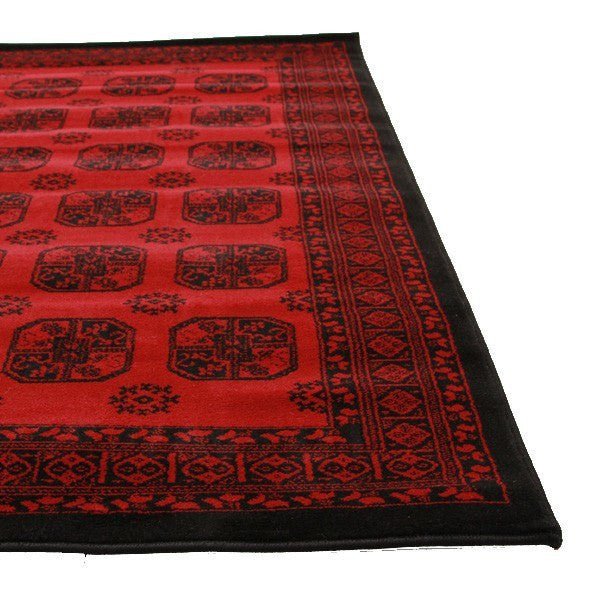 Classic Afghan Design Rug Red Runner - Floorsome - Traditional