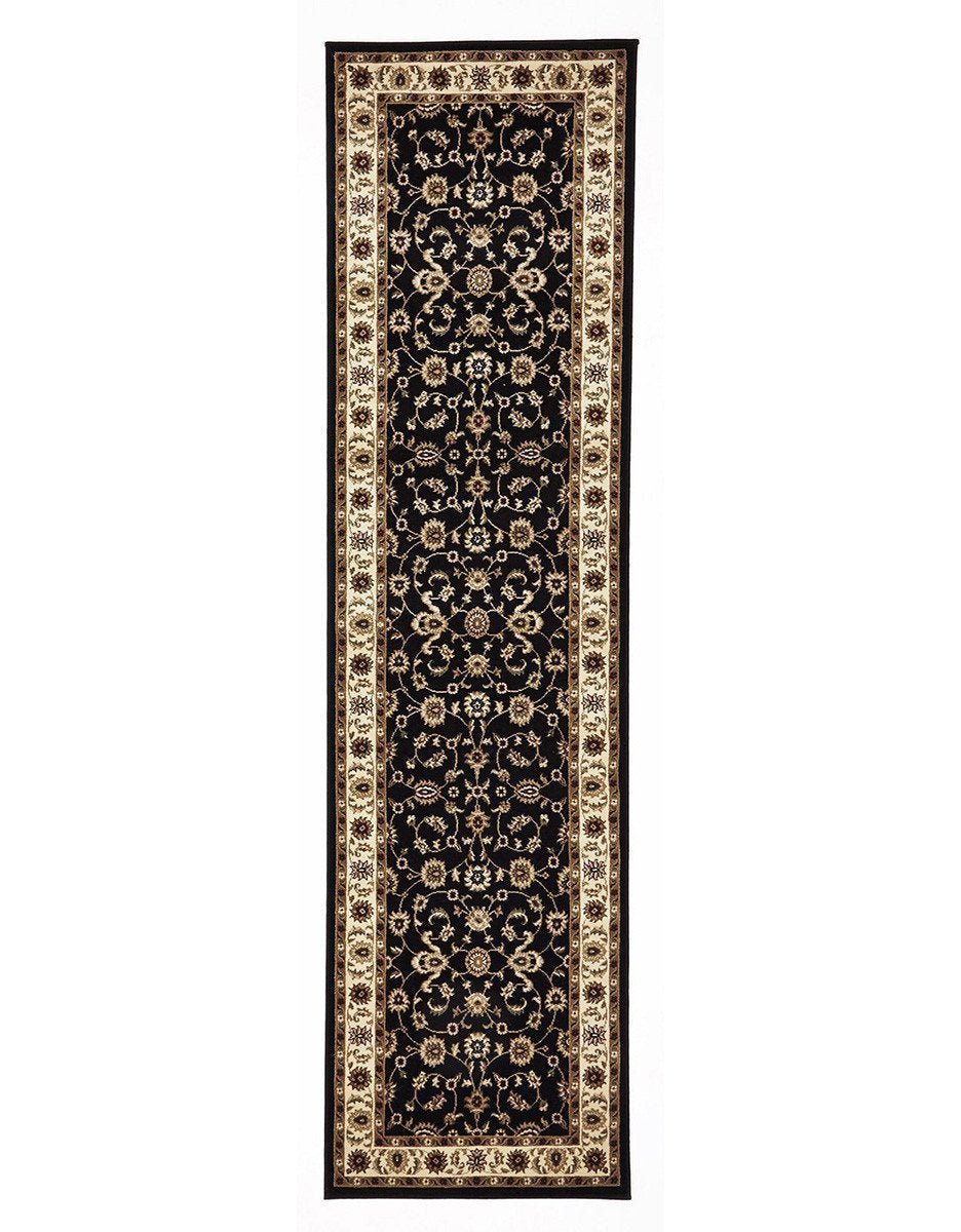 Classic Rug Black with Ivory Border Runner - Floorsome - Traditional - SYD - 1 - BI - 300X80 - Traditional