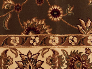 Classic Rug Green with Ivory Border Runner - Floorsome - Traditional