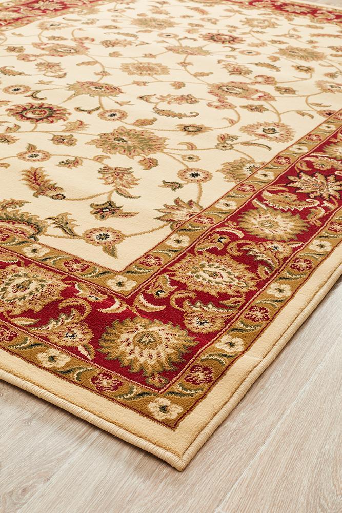 Classic Rug Ivory with Red Border - Floorsome - Traditional - SYD - 1 - IR - 150X80 - Traditional