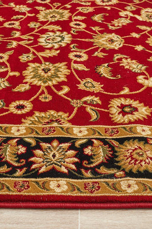 Classic Rug Red with Black Border - Floorsome - Traditional