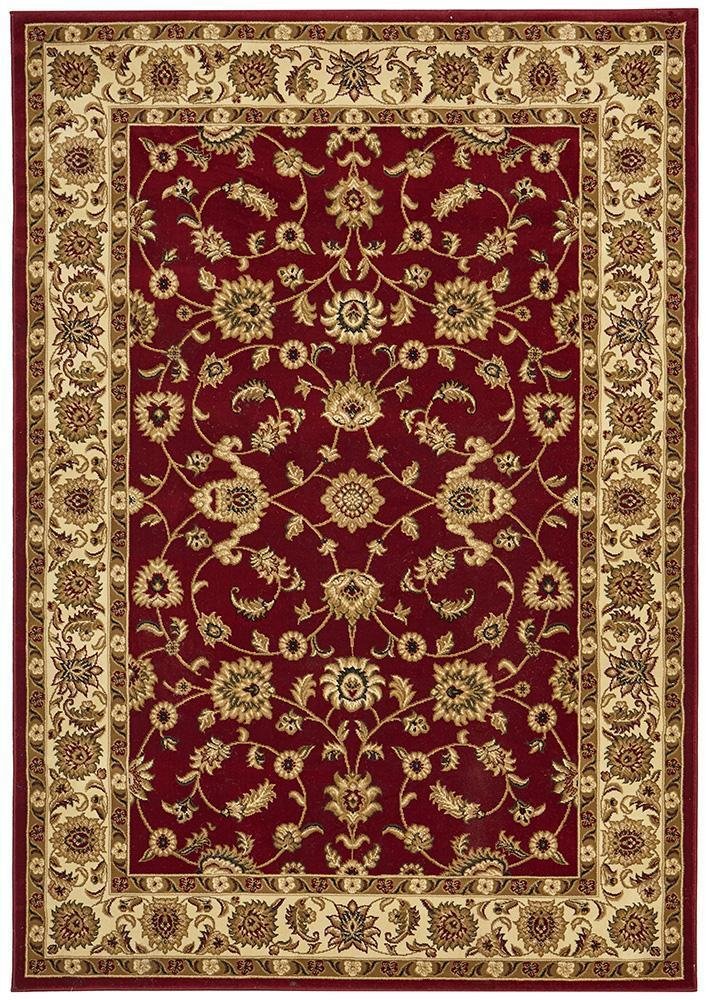 Classic Rug Red with Ivory Border - Floorsome - Traditional