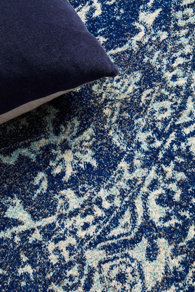 Contrast Navy Transitional Round Rug - Floorsome - Modern - EVO - 253 - NAVY - 150X150 - Modern