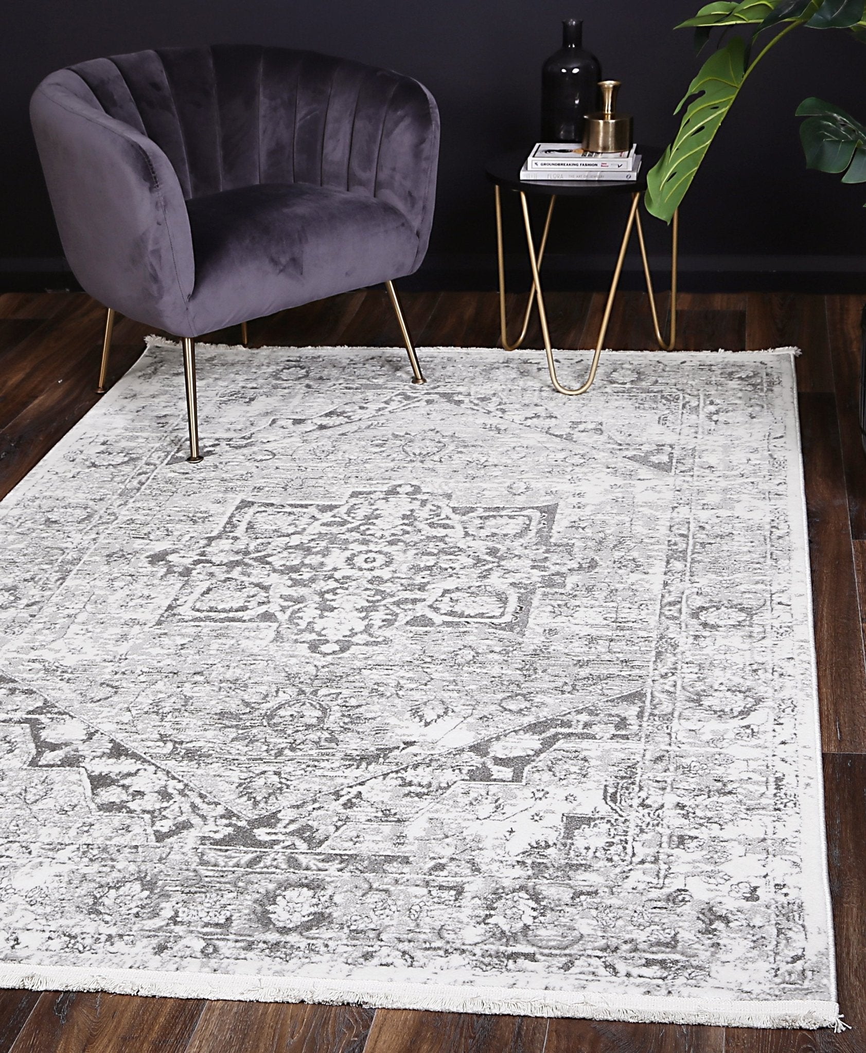 Cordelia Classic Vintage Grey Rug - Floorsome - Rug - BOHE16009GREY - Rug