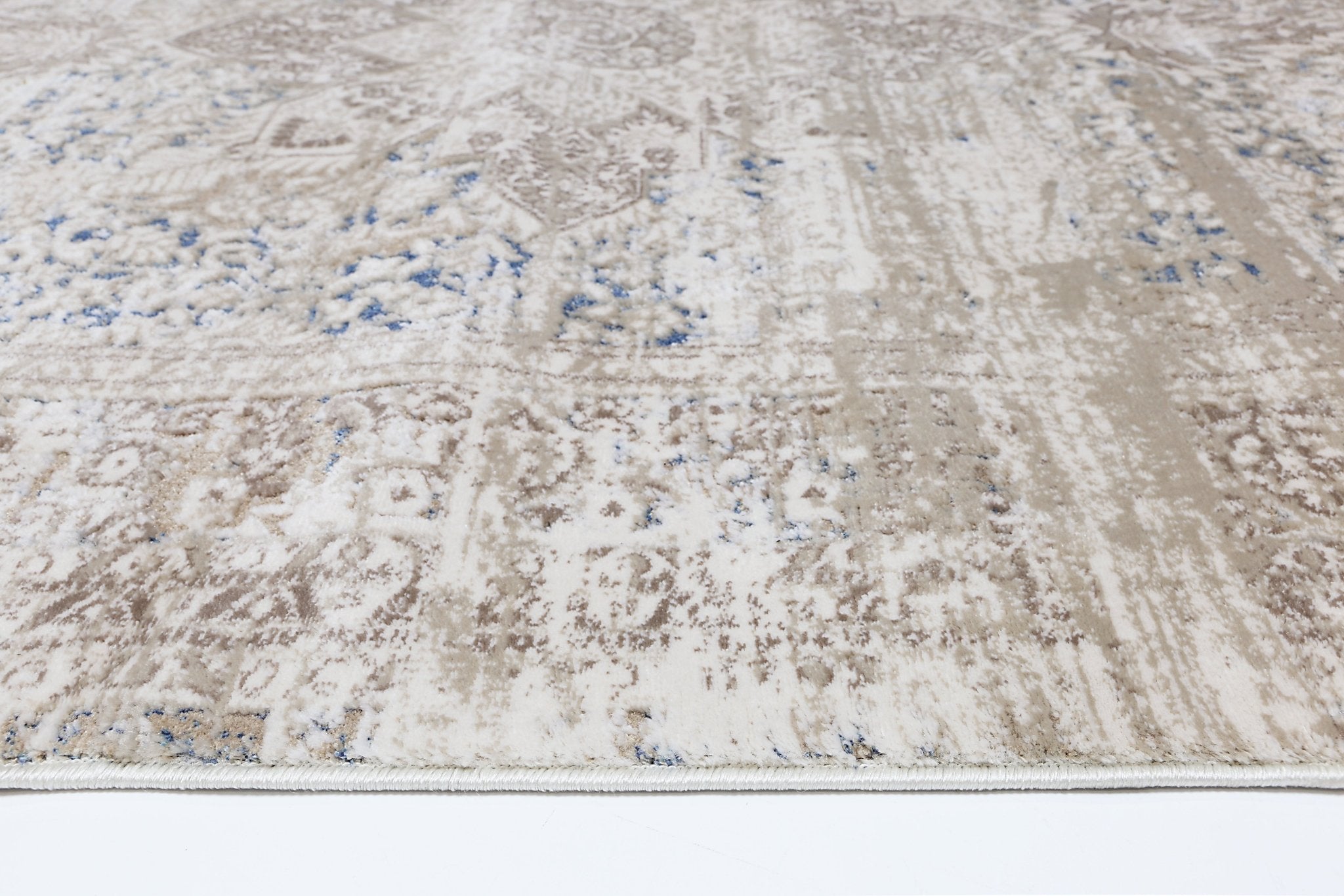 Cordelia Medalion Beige Blue Rug - Floorsome - Rug - BOHE16006BBLU - Rug