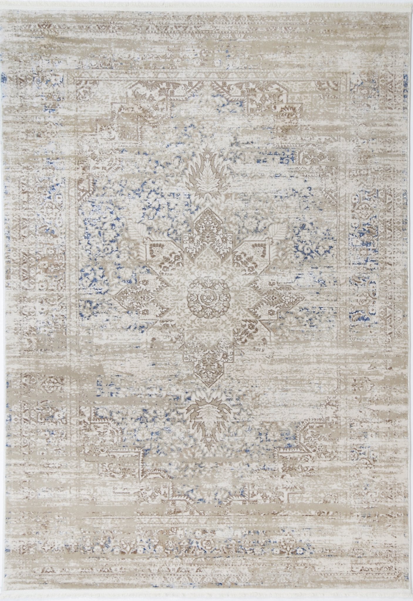 Cordelia Medalion Beige Blue Rug - Floorsome - Rug - BOHE16006BBLU - Rug