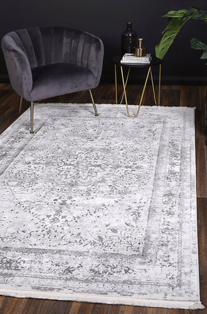 Cordelia Vintage Medalion Grey Rug - Floorsome - Rug