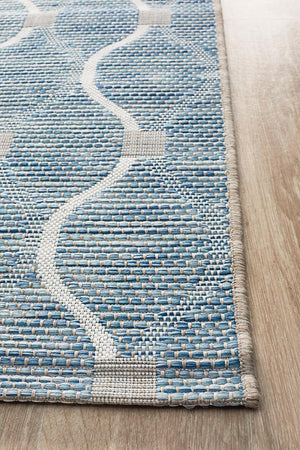 Courtyard 5501 Blue Indoor Outdoor Runner Rug - Floorsome - Outdoor Rugs