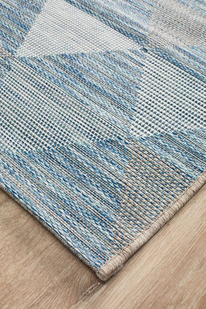 Courtyard 5503 Blue Indoor Outdoor Runner Rug - Floorsome - Outdoor Rugs