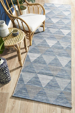 Courtyard 5503 Blue Indoor Outdoor Runner Rug - Floorsome - Outdoor Rugs