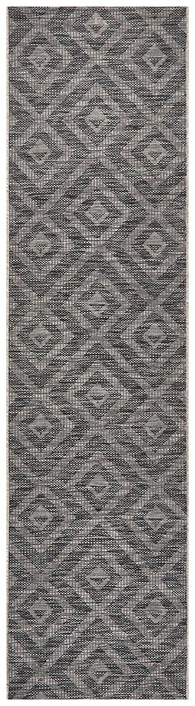 Courtyard 5504 Black Indoor Outdoor Runner Rug - Floorsome - Outdoor Rugs