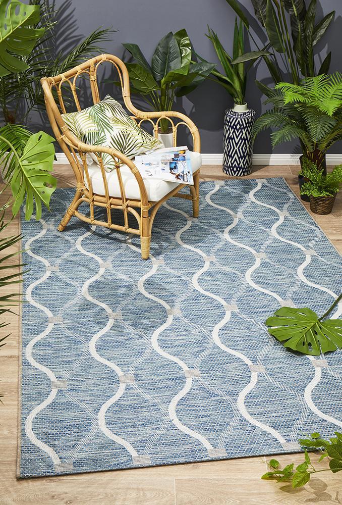 Courtyard Blue Indoor Outdoor Rug - Floorsome - Outdoor Rugs - TER - 5501 - BLU - 230X160 - Outdoor Rugs