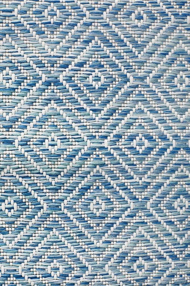 Courtyard Blue Indoor Outdoor Runner Rug - Floorsome - Outdoor Rugs