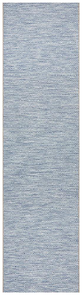 Courtyard Blue Indoor Outdoor Runner Rug - Floorsome - Outdoor Rugs
