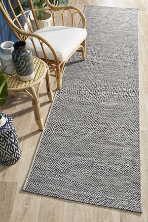 Courtyard Grey Indoor Outdoor Runner Rug - Floorsome - Outdoor Rugs