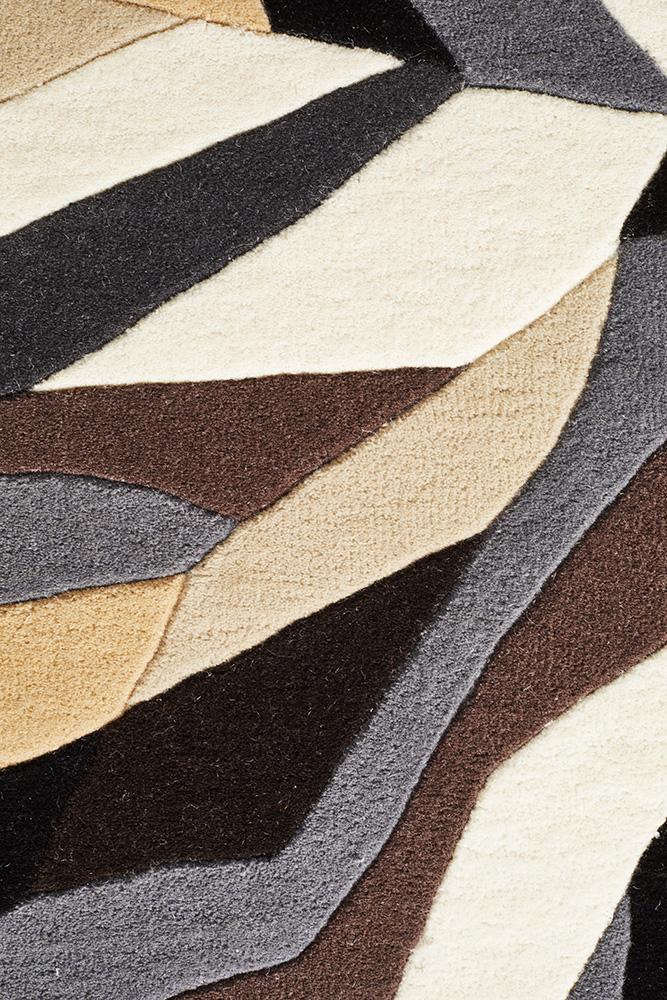 Crossroads Designer Wool Rug Brown White Grey - Floorsome - Modern - MTX - 903 - FOS - 225X155 - Modern