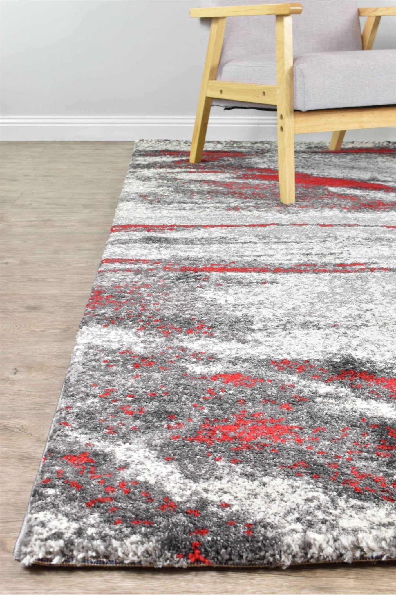 Dahlia 176 Grey Red Rug - Floorsome - MODERN - MILL - B176B - D.GREY - RED - 120X170 - MODERN