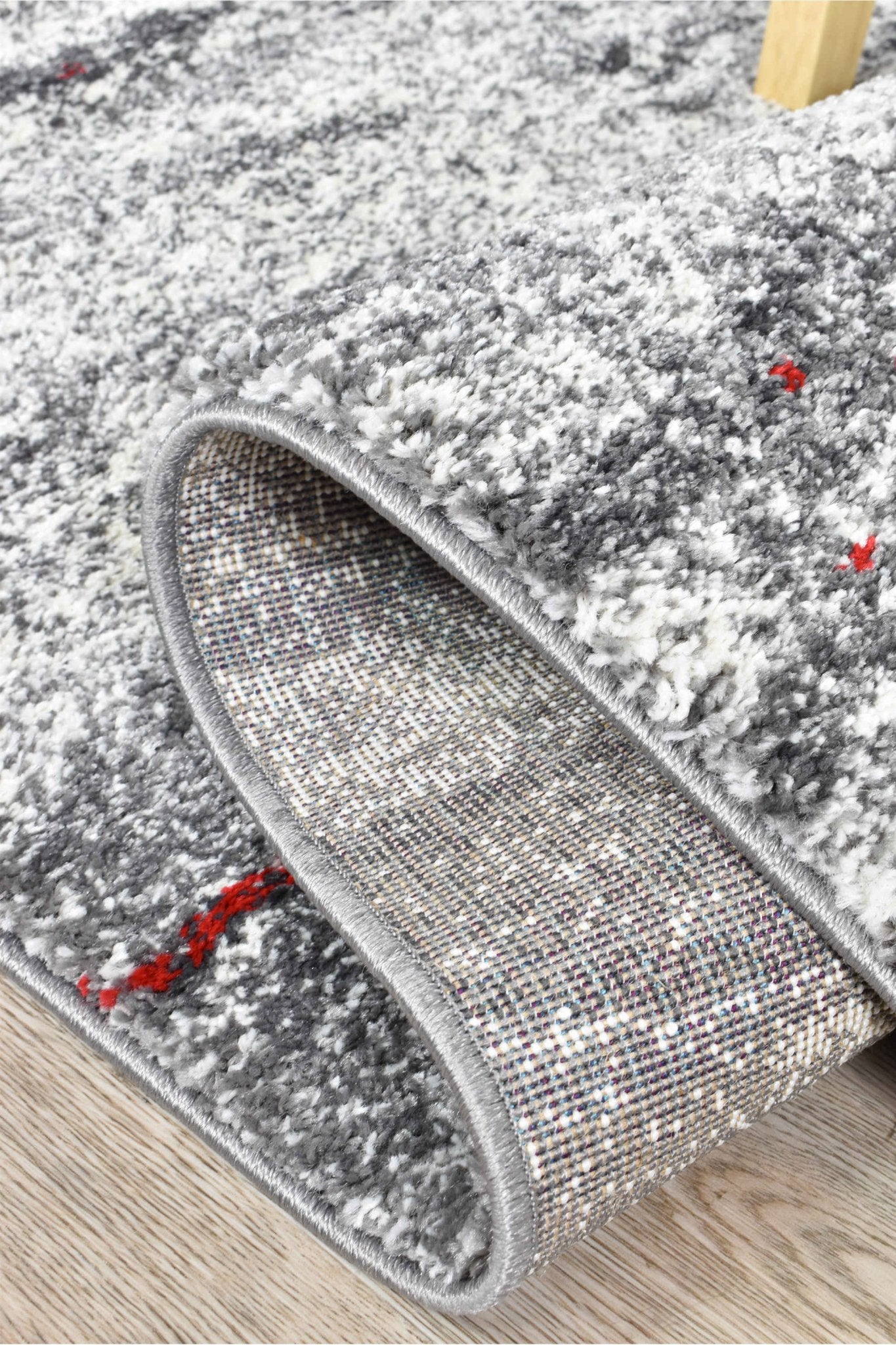 Dahlia 176 Grey Red Rug - Floorsome - MODERN - MILL - B176B - D.GREY - RED - 120X170 - MODERN