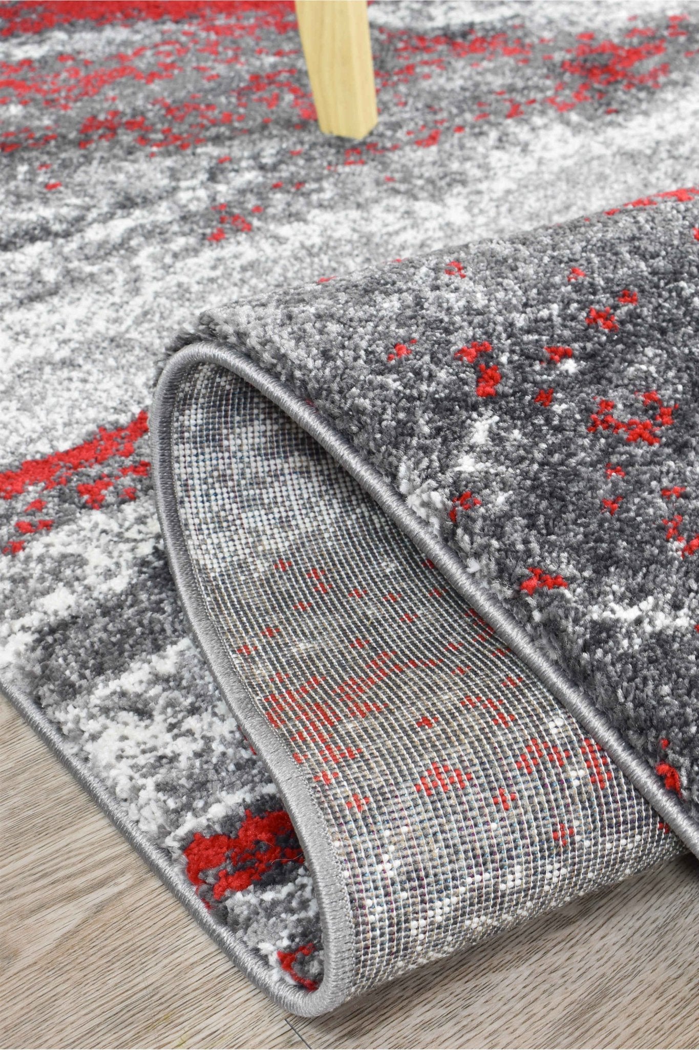 Dahlia 176 Grey Red Rug - Floorsome - MODERN - MILL - B176B - D.GREY - RED - 120X170 - MODERN