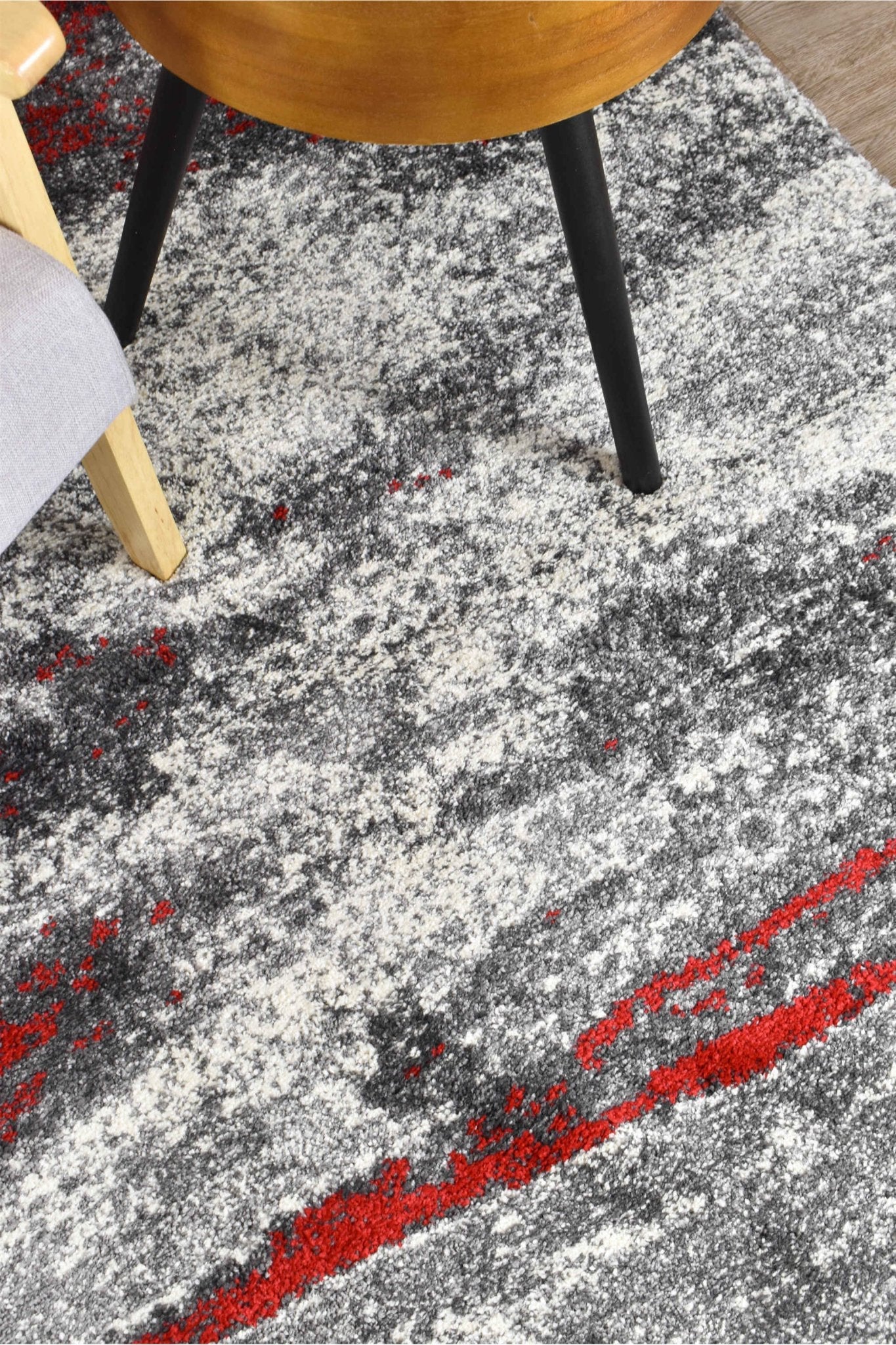 Dahlia 176 Grey Red Rug - Floorsome - MODERN - MILL - B176B - D.GREY - RED - 120X170 - MODERN