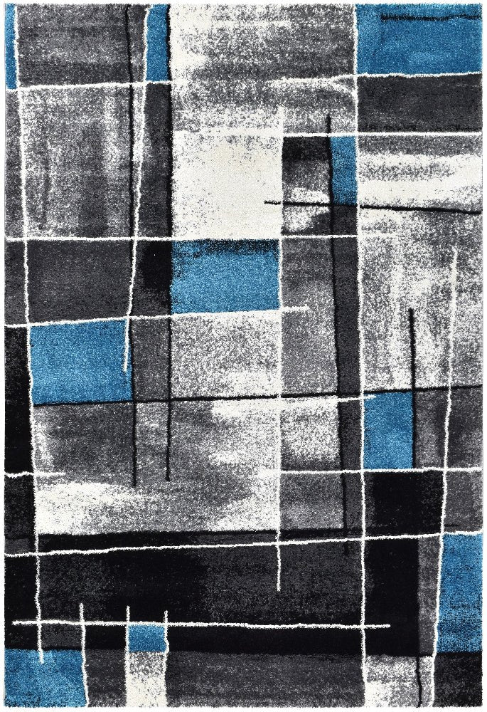 Dahlia 297 Dark Grey Turquoise Rug - Floorsome - MODERN - MILL - D297A - D.GREY - TURQ - 80X150 - MODERN