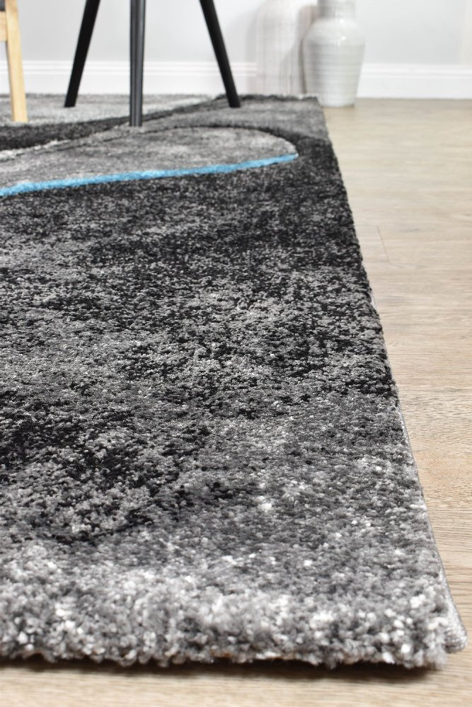 Dahlia 37 Dark Grey Turquoise - Floorsome - MODERN - MILL - D037A - GREY - TURQ - 80X150 - MODERN