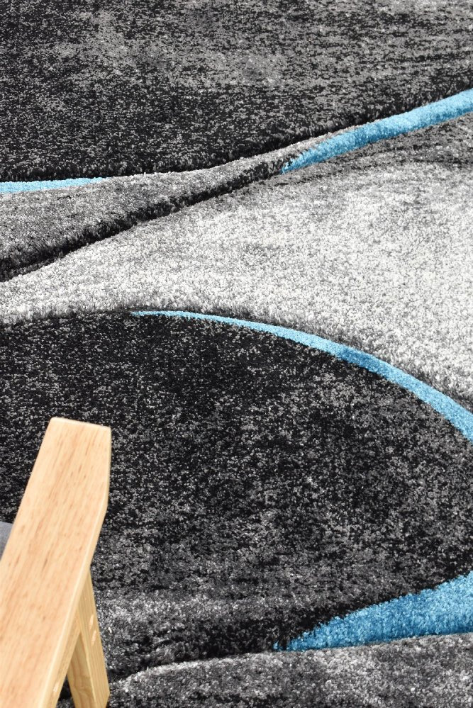 Dahlia 37 Dark Grey Turquoise - Floorsome - MODERN - MILL - D037A - GREY - TURQ - 80X150 - MODERN