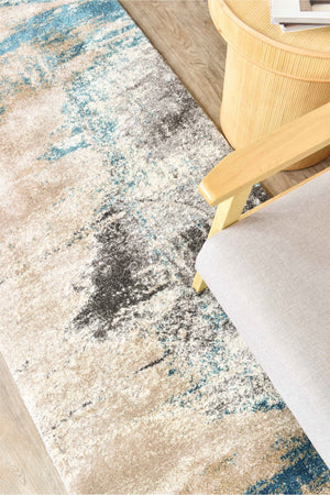 Dahlia 854 Beige Turquoise Runner - Floorsome - RUNNER