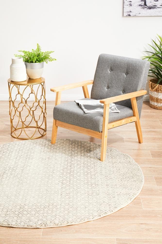 Diamond Grey Transitional Round Rug - Floorsome - Modern - EVO - 265 - GREY - 150X150 - Modern